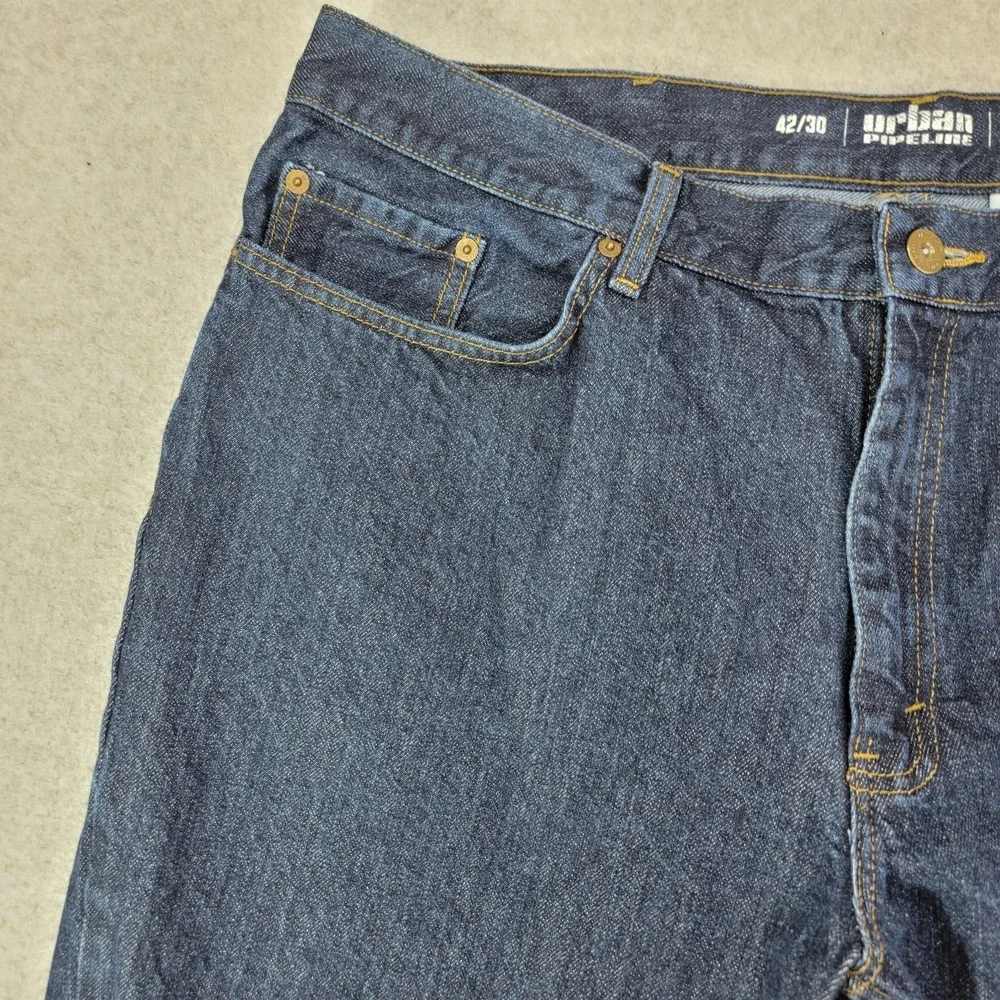 Urban Pipeline Jeans Mens 42x30Blue Regular Fit Straight Leg Dark Denim Pants
